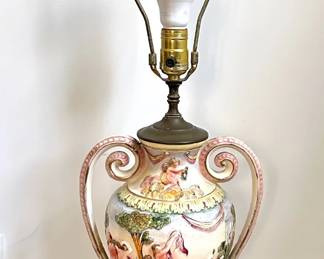 Hand Painted Italian Capodimonte Porcelain Lamp On Brass Base Lot #: 53