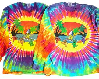 2 Original 1996 Grateful Dead Tie-Dye Long Sleeve T-shirts, Size XL Lot #: 105