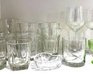 Assorted Glasses: Tumblers, Highballs, Wineglasses & 2 Candy Dishes (16 Pieces) Lot #: 167