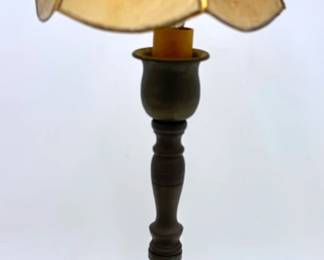 Vinage Small Wood Lamp With Brass Base & Capiz Shell Shade Lot #: 55