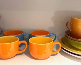 2 Sets Of Mugs, Appear New & Sango Tuscan Gardens Plates & Bowls & Stoneware Pot (13 Pieces) Lot #: 164