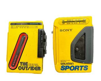 Vintage Sony Walkmans, Radio Shack Analog AM/FM Radio & Music Cassette Tapes With Storage Cases Lot #: 181