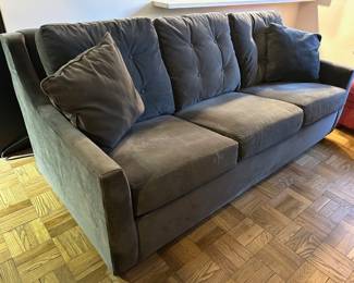 Gray Velvet Queen Sofa Bed With DreamQuest Memory Foam Mattress Lot #: 12