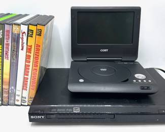 Sony CD/DVD Player, Coby Portable DVD Player & 9 DVD Movies Lot #: 182