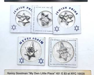 5 New Kenny Goodman Jewish Charms With Original Paperwork Lot #: 85