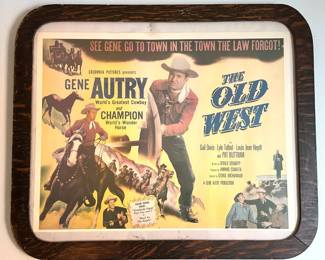 Gene Autry "The Old West" Movie Poster In Rustic Wood Frame Lot #: 69