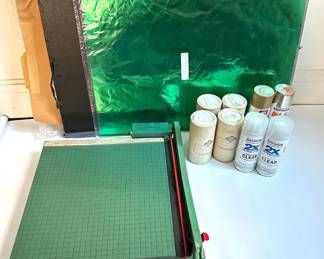 Potfolio Of Art Paper, Mostly Metallics, Vintage Paper Cutter, Glitter & Spray Paint Lot #: 132
