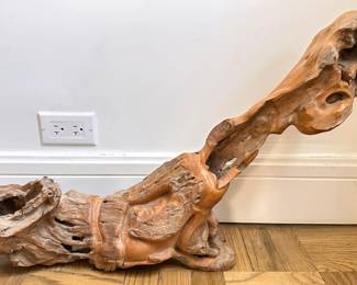 Driftwood Hand Carved Reclining Man Sculpture Lot #: 30