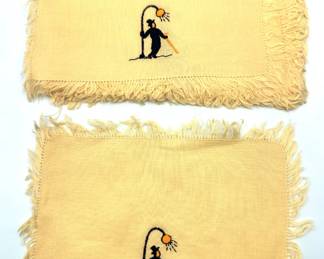 Set 12 Vintage Napkins With Dapper Man At Lamp Post, Appear Unused Lot #: 120