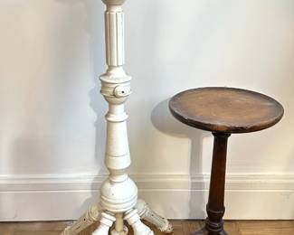 2 Vintage Solid Wood Pedestal Tables Lot #: 124