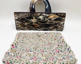 Vintage Koret Tresor Beaded Clutch Handbag & Shira Leah Faux Tortiseshell Bag Lot #: 119