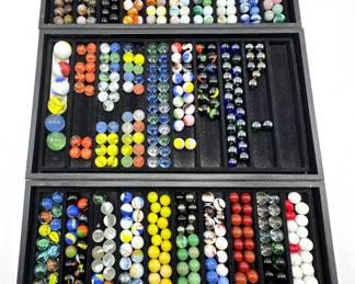  Hundreds Of Vintage Glass Marbles In 3 Trays Lot #: 42