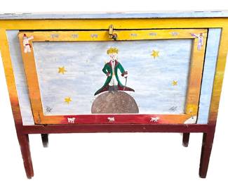 Kenny Goodman Hand Painted "The Little Prince" Hall Table Or Bar Cart With Small Coat Rack & Books Lot #: 25