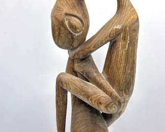 Vintage Hand Carved Wood Sculpture Of Kissing Couple Lot #: 32