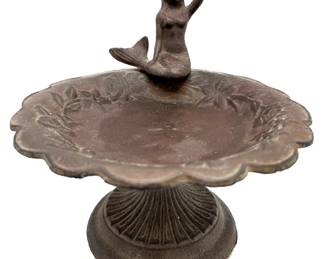 Vintage Cast Iron Mermaid Pedestal Candy Bowl Lot #: 145