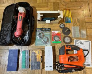 Kwiktool Angle Grinder With Sanding Attachment, Sandpaper, Jigsaw & Drill Accessories Lot #: 104