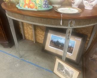 Antique painted Demi-lune table