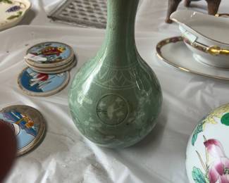 Korean celadon bottle neck vase, c.1880