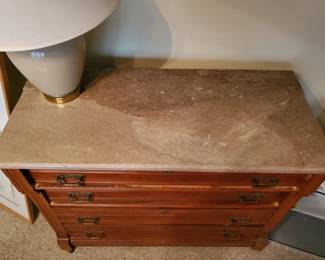 Mint marble top vintage chest of drawers