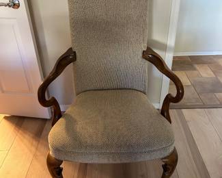 Newly upholstered gooseneck arm chair