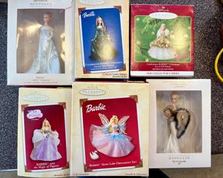 Vintage hallmark Barbie Christmas ornaments:Joyeux, Celebration 2004 & 2000, Magic of Pegasus, Swan Lake, Capucine