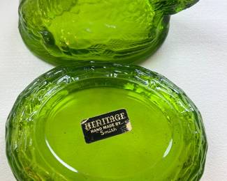 1960s LE Smith Emerald Green 6” Hen on nest