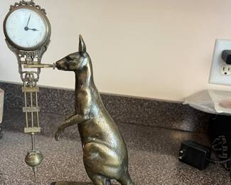Junghan’s Kangaroo German Swinger Brass Statue Clock- works!