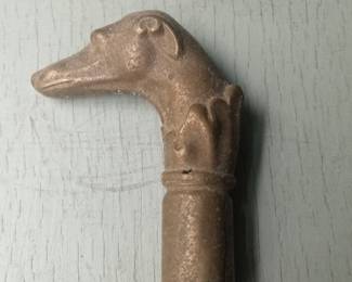 Bronze Greyhound Dog Head Cane Handle