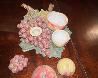 Capodimonte Porcelain Fruit and Grape Cluster