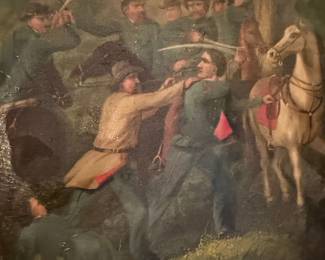 Civil War Battle Scene Oil Painting
