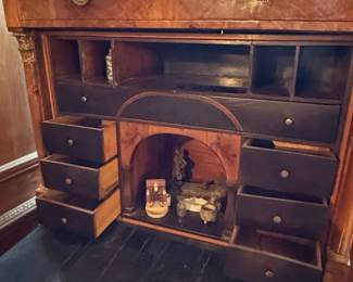19th Century Biedermeier Walnut Secretary Desk