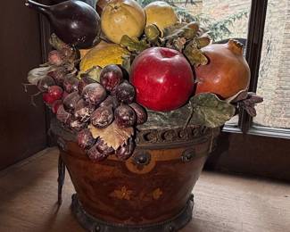 Italian Majolica Trompe L'oeil Fruit Basket