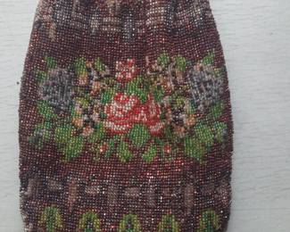 Victorian Beaded Reticule with Floral Motif 