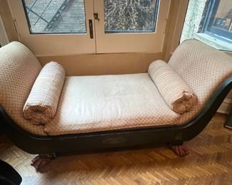 Empire Style Mahogany Daybed with Claw Feet and Lyre Emblem