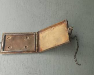 Art Deco Enameled Compact with Chain