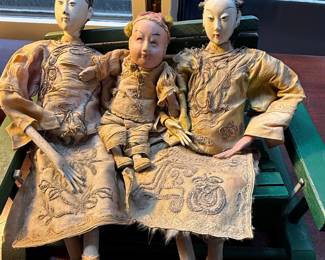 Antique Chinese Opera Dolls on Bench