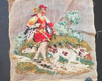 18th Century Needlepoint Panel - Cavalier Figure