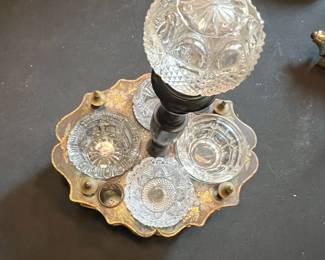 Victorian Aesthetic Movement "Whatnot" Stand with Crystal Inserts