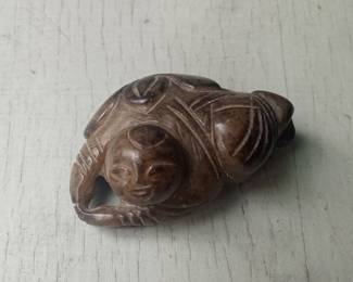 Carved Wood Netsuke of a Scholar