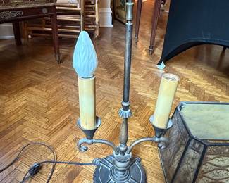 Art Nouveau Style Table Lamp with Paneled Shade