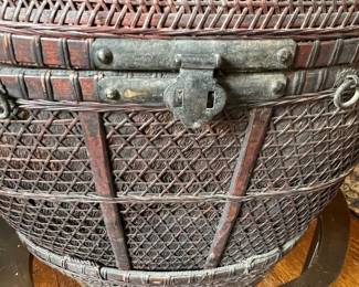Antique Chinese Wedding Basket with Metal Clasp