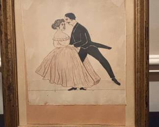 19th Century Silhouette Portrait of a Dancing Couple
