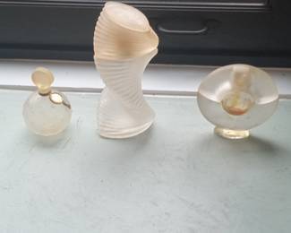 Art Deco Frosted Glass Perfume Bottles Set
