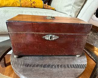 Victorian Wooden Tea Caddy with Metal Liner