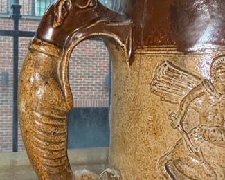 English Stoneware Tankard or Tyg Cup with Animal Handles