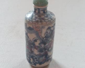 Chinese Porcelain Snuff Bottle with Figural and Dragon Decoration