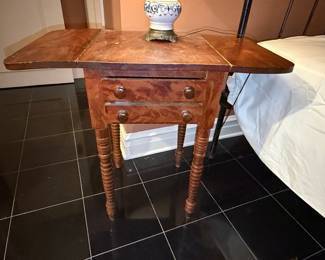 Antique Sheraton Mahogany Two Drawer Drop Leaf Work Table
