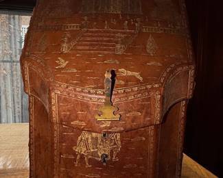 Antique Leather Document Box with Gilt Decoration