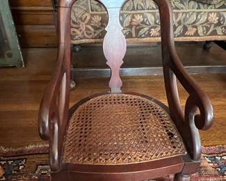 Victorian Style Walnut and Cane Seat Side Chair