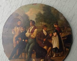 19th Century German School Oil Painting on Circular Panel